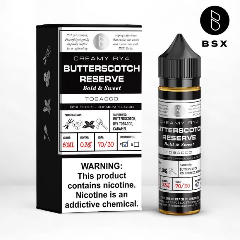 Glas BSX Butterscotch Reserve eJuice Glas BSX Butterscotch Reserve eJuice